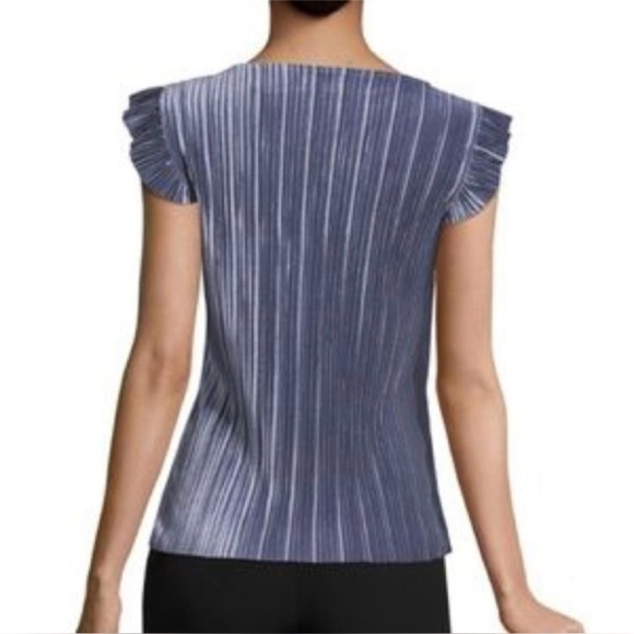 *SOLD* Worthington Pleated Sleeveless Velour Ruffle Cap Sleeve Top - Picture 8 of 9